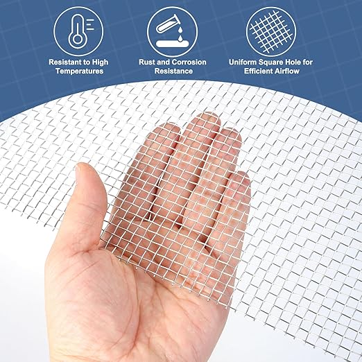 uxcell 5 Mesh 118" x 12" Woven Wire Mesh, 304 Stainless Steel Air Vent Filter Screen, Window Screen Mesh for DIY Projects Vents Cover Filtration Animals Fence