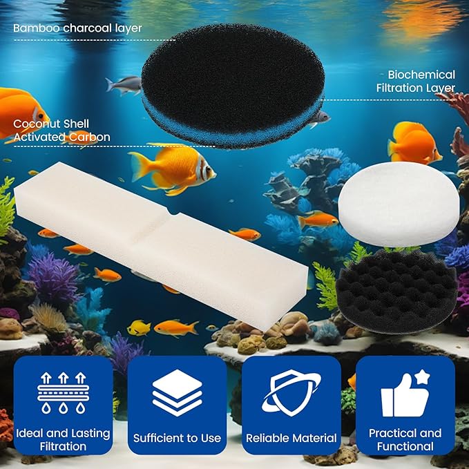 24 PCS Fx6 Canister Filter, Compatible with Fluval FX4/FX5/FX6 Aquarium Filters, Including Bio-Foam Block, Carbon Sponge Filter, Ceramic Ring, Mesh Bag