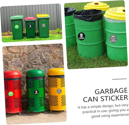 9pcs Trash Can Stickers for Waste Sorting Self-Adhesive Garbage Classification Labels for Recycling