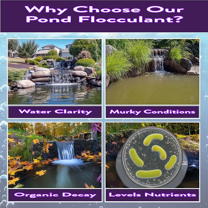 PONDSCAPE Pond Flocculant – Clears Cloudy & Murky Pond Water – Fast-Acting Water Clarifier for Ponds, Water Gardens & Fountains – Safe, Biodegradable Formula (32oz)