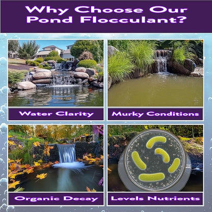 PONDSCAPE Pond Flocculant – Clears Cloudy & Murky Pond Water – Fast-Acting Water Clarifier for Ponds, Water Gardens & Fountains – Safe, Biodegradable Formula