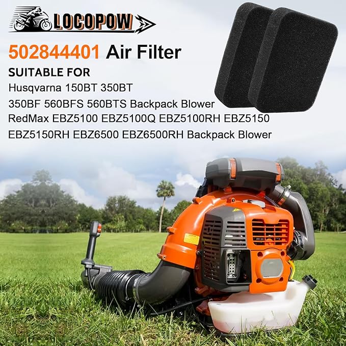 LOCOPOW 502844401 Air Filter for Husqvarna 150BT 350BT 350BF 560BTS 560BFS RedMax EBZ5100 EBZ5150 EBZ5150 EBZ6500 Backpack Blower Part