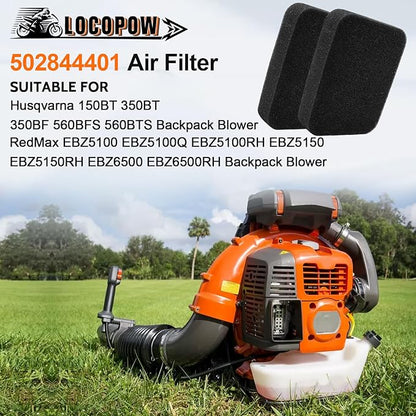 LOCOPOW 502844401 Air Filter for Husqvarna 150BT 350BT 350BF 560BTS 560BFS RedMax EBZ5100 EBZ5150 EBZ5150 EBZ6500 Backpack Blower Part