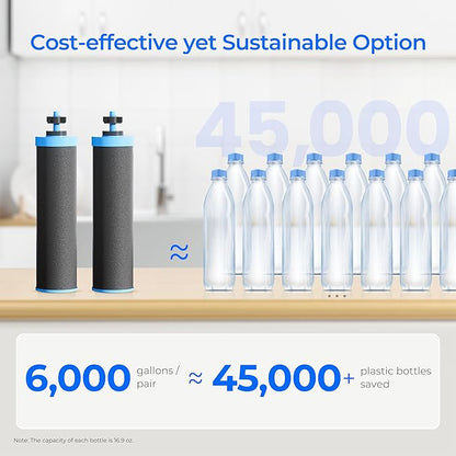 [Alkaline] Waterdrop Gravity-fed Water Filter System, Increase PH, Reduces Lead and up to 99% of Chlorine, with 2 Black Carbon Filters and Metal Spigot, King Tank Series, 2.25G