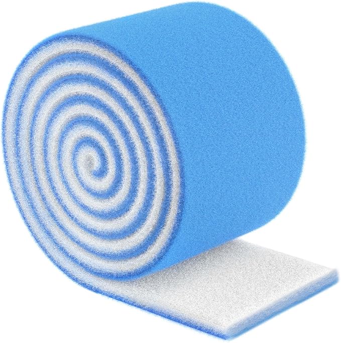 Pawfly Aquarium Filter Floss Roll, 79 x 12 x 1.2 Inch Cuttable Aquarium Filter Pad, Blue and White Aquarium Filter Media Roll for Freshwater Saltwater Fish Tanks & Small Ponds