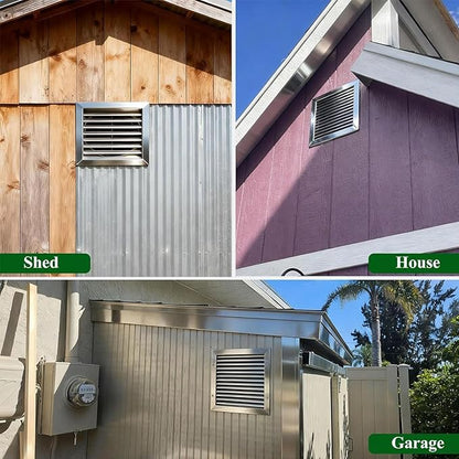 Heat Dissipation Louvered Vent Wall Gable Vents 304 Stainless Steel, Weather-Resistant Air Grille for Shed Barn Generator Box(37x37in/95x95cm)