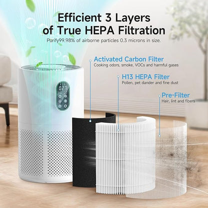 AP02 Replacement Filter Compatible with WESTHEY AP02 Air Purifier, 3-in-1 H13 True HEPA Filter with Activated Carbon, 4 Pack