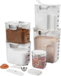 ProKeeper+ Airtight Food Storage Container Set – Clear Plastic Flour and Sugar Canister Set with Magnetic Accessories for Kitchen Organization (White, 9-Piece)