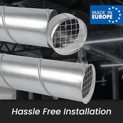 Repa Market Ø10 Inch Duct Cover – Galvanized Steel Round Duct Cap with Mesh Screen – HVAC Exhaust or Intake Vent – Exterior Pipe Air Outlet – Spiral Ventilation Ducting Metal End Plug