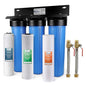 iSpring WGB32B-PB+AHPF12MNPT16X2 3-Stage Whole House Water Filter System, Reduces Lead, Chlorine, Sediment Home Water Filtration w/ 3/4'' Braided Stainless Steel Hose Connectors