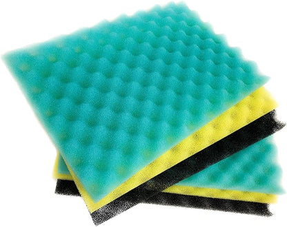 Wave Point Aquarium Bio Sponge Foam Filter Media Pad Cut-to-fit for Fish Tank Sump Pond 17" x 11" x 1/2" to 1" (2 Sets (6 PCS))