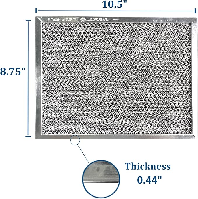 Air Filter Factory Replacement For 41F, 97007696, 97005687 Broan Nutone Range Hood Grease Mesh Charcoal Carbon Combo - Filter Size 8.75 x 10.5 x .44 Inches (Pack of 2)