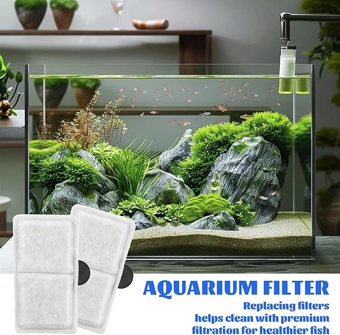 6pcs Filter Cartridges Replacement for Aquarium Water Filtration, 3.7x2.1 Inch Fish Tank Filter Compatible with Topfin EF-S & BF5 BETTAFLO Filter Systems