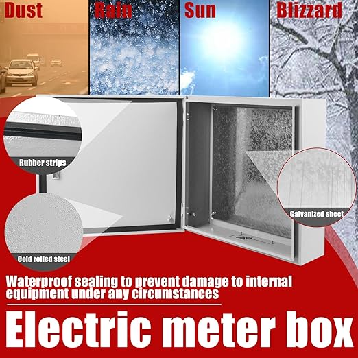 Electrical Box 20 x 20 x 6 Inch Indoor Outdoor Electrical Enclosure Box Steel Junction Box Wall Mounted Universal Electrical Project Box with Safety Locks and Mounting Plates