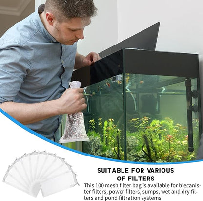 Tegeme 10 Pieces Small Aquarium Filter Media Bags with Zipper 3 x 8 Inch 150 Micrometre Fine Mesh Filter Media Bags for Fish Tank Activated Carbon Charcoal Fresh or Saltwater Tanks
