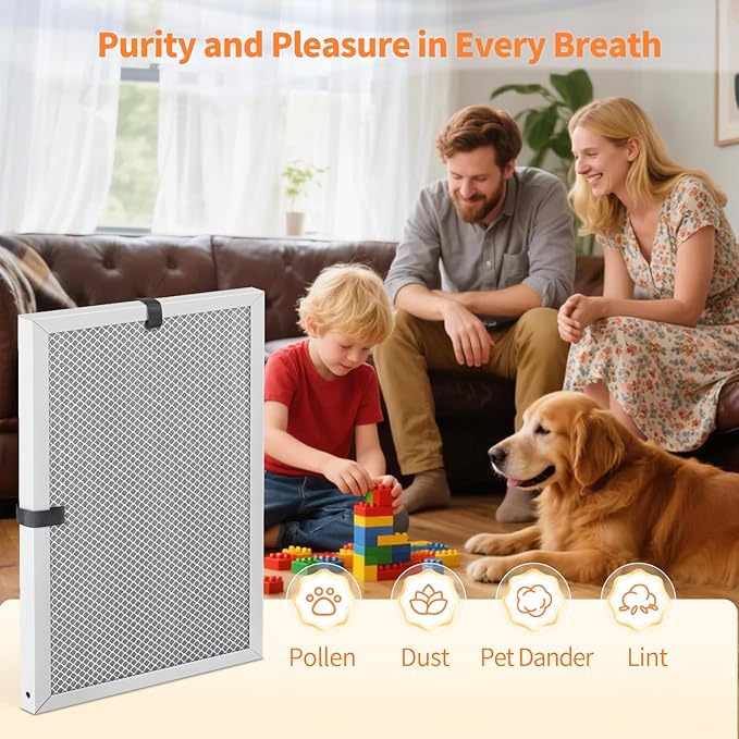 2-Pack 16x21x1 MERV 8 Reusable & Washable Electrostatic Air Filters - Long-Lasting Filter for HVAC, Furnace & Air Conditioner Units, Actual Size: 15-5/8” x 20-5/8” x 7/8”