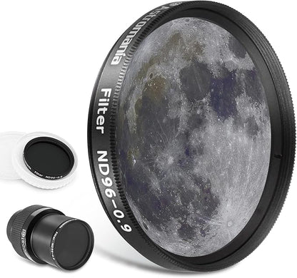 Astromania Telescope Moon Filter 2 inch, Neutral Density Telescope Filter ND96-0.9 with 13% Light Transmission Reduces Moon Glare&Enhances Lunar Crater Detail, Work with Telescope Accepts 2" Eyepieces