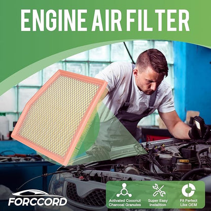Cabin & Engine Air Filter Fit for Chrysler Pacifica 2017-2026 V6 3.6L Flex/Gas, Voyager 2020-2026 3.6L Gas Air Filter Replace#CA12091 68214516AA CF12283 Car Accessories