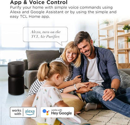 TCL Breeva A3 Smart Air Purifier with 5-Stage Clean, True HEPA (H13), Removes 99.97% of Dust/Bacteria/Odors & More, App & Voice Control, Auto Shield, Ultra-Quiet, Black (A315B)