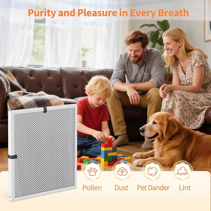 2-Pack 20x22x1 MERV 8 Reusable & Washable Electrostatic Air Filters - Long-Lasting Filter for HVAC, Furnace & Air Conditioner Units, Actual Size: 19-5/8” x 21-5/8” x 7/8”