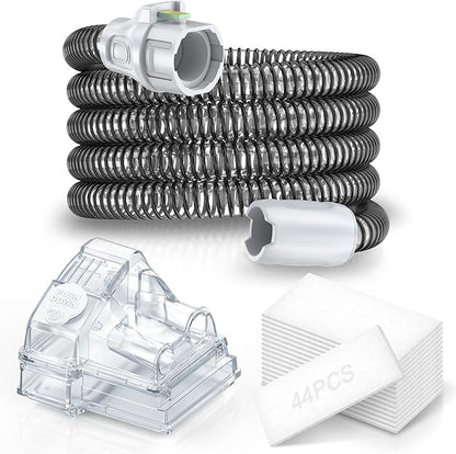 Improved Version Climate Line Air Hose & Water Chamber Compatible with Airsense 10 and Aircurve 10 Only, Comes with 44 PCS CPAP Filters - IDEAR Reusable CPAP Supplies Replacement Great-Value Bundle