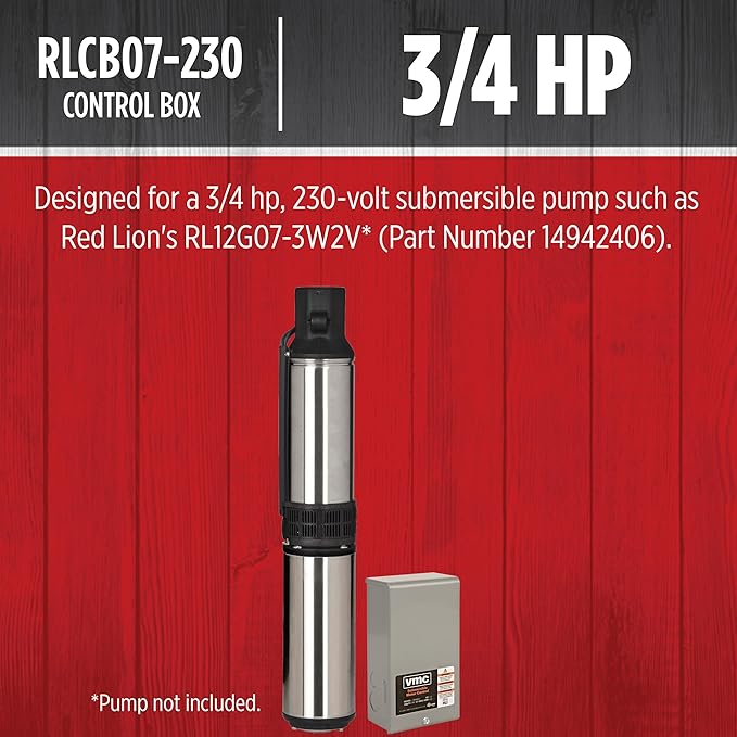 Red Lion RLCB07-230 3/4-HP 230-Volt VMC Control Box for Submersible Well Pump, Grey, 640190