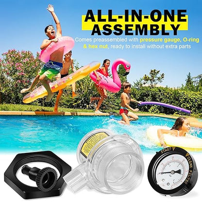273564Z Manual Air Relief Valve with Pressure Gauge Compatible with Pentair Triton C, TR100C, TR140C, Triton II Sand Filters –For Clean & Clear,Warrior,EasyClean,SMBW 4000 Pool & Spa DE Filter Systems