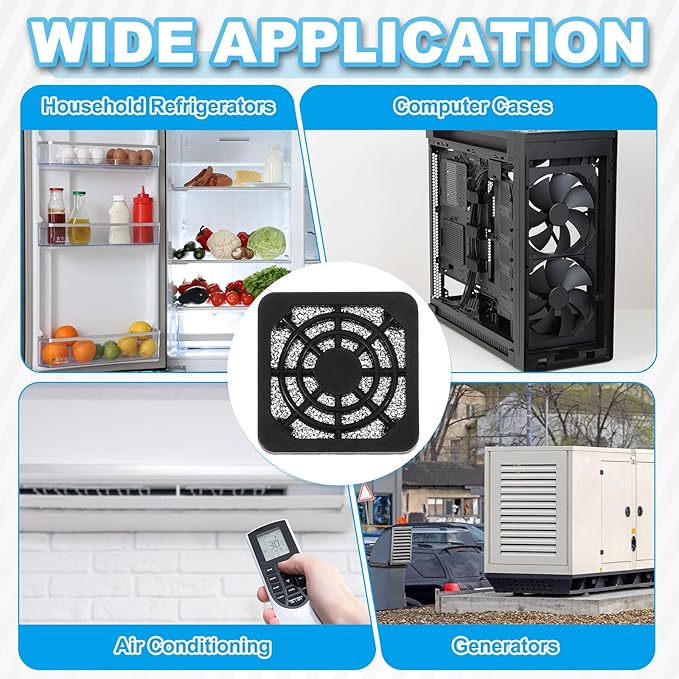 PATIKIL 80mm Fan Filter Grill, 6 Pcs Plastic Ventilation Dustproof Grill Covers Cooling Ventilator with Screws for Industry Workshop Computer Case Refrigerators Air Conditioning, Black