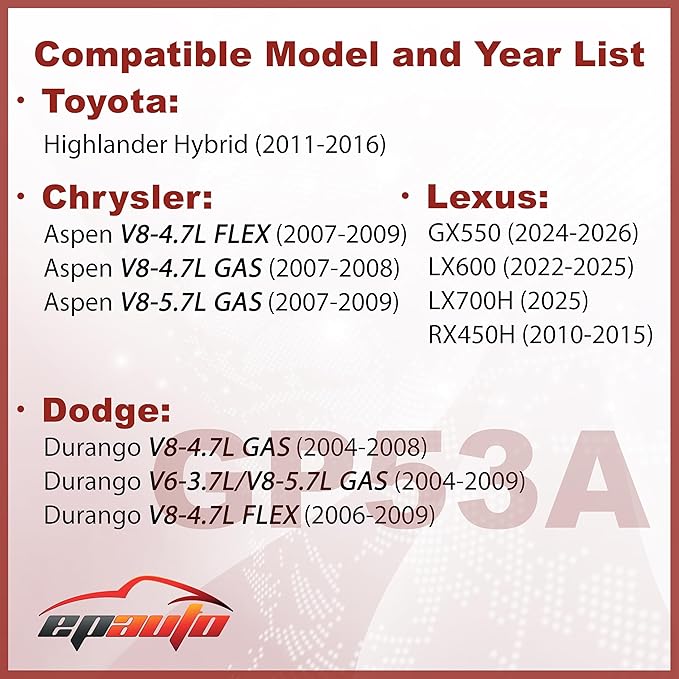 EPAuto GP53A (XA5553A) Engine Air Filter Replacement for Lexus RX450H (2010-2015), LX600/GX550/LX700H (2022-2025); Toyota Highlander Hybrid (2011-2016), Up to 12,000 Miles or 12 Months Protection