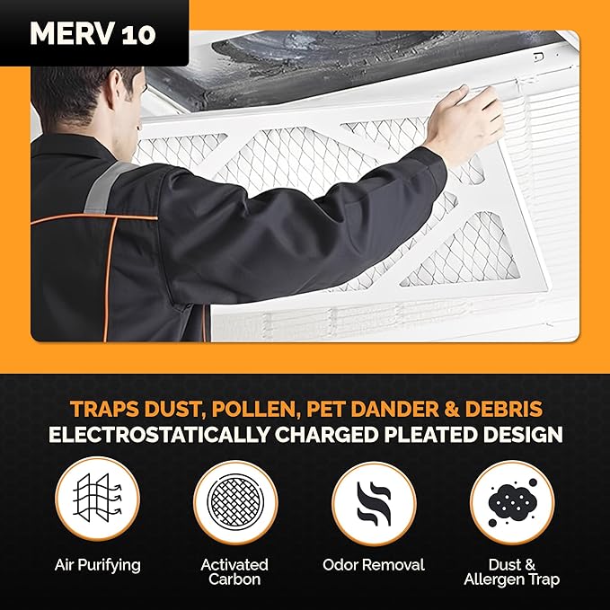 Tiger Tough MERV 10 Air Filters, 10x11x1 – MPR 1000 Pleated HVAC AC Furnace Filter Replacement for Home, Pack of 12