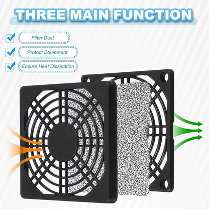 PATIKIL 80mm Fan Filter Grill, 6 Pcs Plastic Ventilation Dustproof Grill Covers Cooling Ventilator with Screws for Industry Workshop Computer Case Refrigerators Air Conditioning, Black