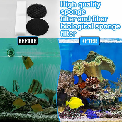 12 Pcs Aquarium Filter Media Kit Compatible with Fluval Fx4/fx5/fx6 Filter, Including Bio Sponge Pads, Carbon Foam Pad, Bio Sponge Block, Activated Carbon, Ceramic Rings, Silicone Lube