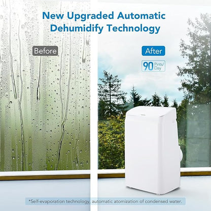 Portable Air Conditioner 14000 BTUs with Cooling, Dehumidifier, Fan 3-in-1 Room AC unit, 3 Air Speeds, 24-Hour Timer, Sleep Mode - Cools up to 750 Sq. Ft. - Ideal for Home, Garage, Office