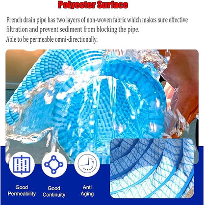 Commercial French Drain Pipe for Water Drainage, Construction Site/Sports Field Perforated Pipes & Weeping Tile, Dia 2in 3.9in 5.9in Wide Underground Drainage Systems(Dia10cm/3.9in,Long 18m/59.1ft)
