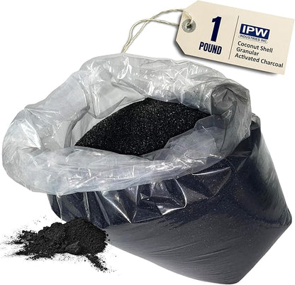IPW Industries Bulk Activated Carbon - Coconut Shell Granular Activated Charcoal (GAC) for Water Filtration - Replacement Media for Pre and Post Carbon Water Filters (1 lb)