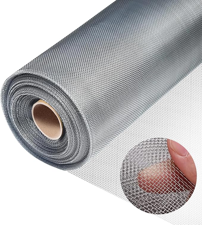 304 Stainless Steel Mesh, 24in x 10ft, 20 Mesh, Sturdy Metal Screen Roll for Window, Door, Air Vents, Filter, Cage, Garden, Patio, Pet (Sliver, 24inch x 10feet)