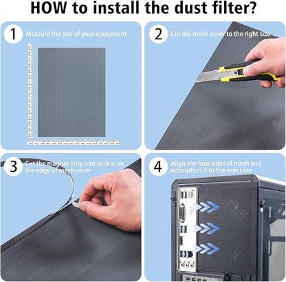 400x300mm DIY PC Case Dust Mesh Filter, 2Pack PVC Dustproof Mesh Filter Cover with Magnetic Strip for Computer PC Case