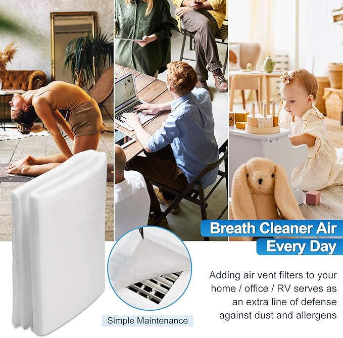 UCINNOVATE MERV 13 Air Vent Filters, 39"x90" Electrostatic Vent Filter Kit with 125" Installation Tape, 24.7 Ft² Cut to Size AC Filter Material for Floor Home Ceiling HVAC