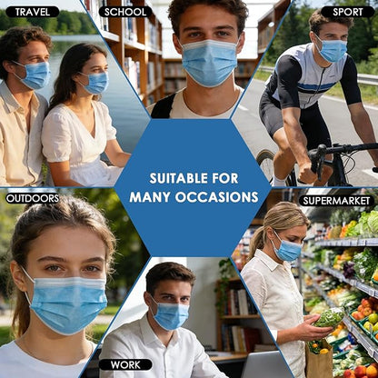 NNPCBT 5 Color Disposable Face Masks 100 Pack,3-Ply Breathable Mask For Adults,Great For Outdoors,Home, Office, School