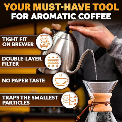 Stainless Steel Pour Over Coffee Filter Compatible with Hario V60 and Chemex Coffee Filter - Reusable 1-2 Cup Paperless Coffee Maker - Easy to Clean Fine Mesh for Smooth Extraction and Rich Flavor