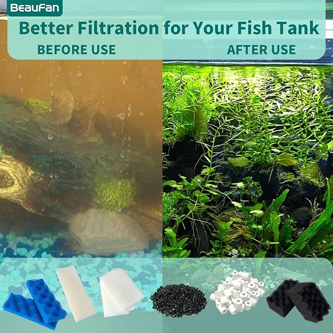 38 Pack Filter Media Kit for Fluval 306/307 Canister Filters, Replacement Bio Foam, Activated Carbon & Ceramic Rings (2 Sets Maintenance Bundle)