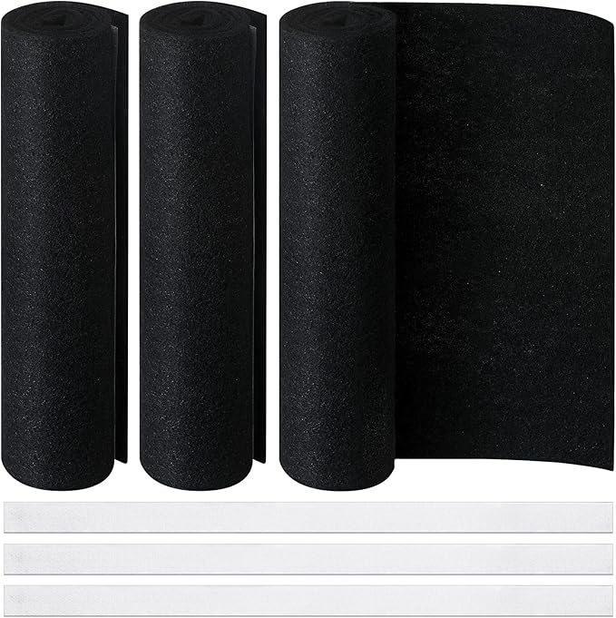 3 Pack Cut to Fit Carbon Pad Pre Filter Roll 16'' x 48'' with 3 Roll 126'' Tape for Air Purifiers Furnace Filters and AirConditioner Filters Cut to Fit Carbon Pad Removing Odor VOC