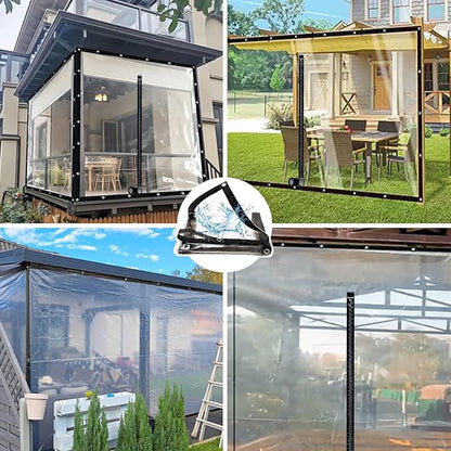 Curtain Patio Enclosure, Water Proof PVC Curtains for Gazebos with Zip, Transparent Outdoor Tarps for Patio Enclosure, Camping, Porch(1.6x1.8m)