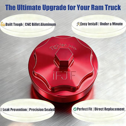 iFJF 68065612AA Fuel Filter Housing Cover Cap Replacement for 2011-2024 Ram 6.7L 2500 3500 4500 5500 2010 DODGE RAM 2500 3500 PICKUP DODGE RAM 4000-5000 Cummins Diesel Engine Billet Aluminum (Red)