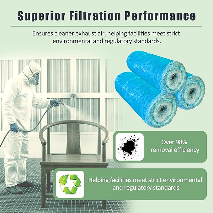 Fiberglass Paint Booth Filter Roll for Spray Booth 18-Gram Blue 200ft (25" x 200ft)