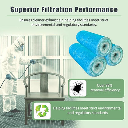 Fiberglass Paint Booth Filter Roll for Spray Booth 18-Gram Blue 200ft (48" x 200ft)