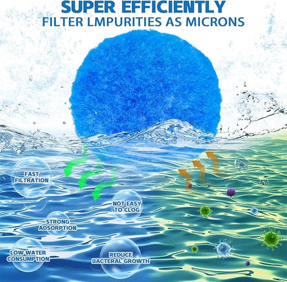 QwayHome 3.1 lbs Pool Filter Balls, Reusable Filter Sand Balls for Above Ground Pool Sand Pump, Pool Filter Sand Alternative, Eco-Friendly Fiber Filter Balls, Replace 110 lbs Filter Sand, Blue