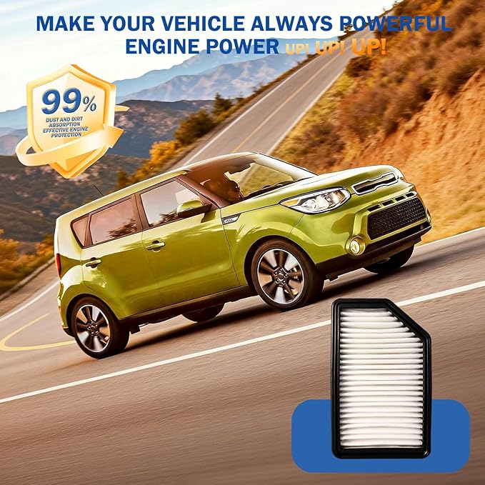 1pc Cabin & 1pc Engine Air Filter Kit Accessories for Kia Soul 2014 2015 2016 2017 2018 2019 L4 1.6L 2.0L Activated Carbon Automotive Engine Cabin Air Filter Replacement for CF12002 CA11206