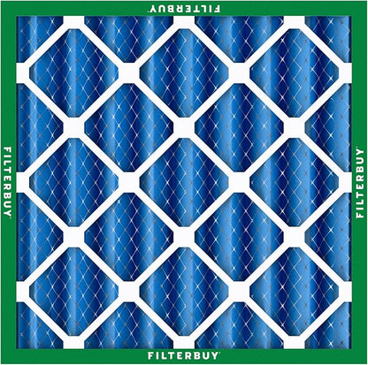Filterbuy 25x25x4 Air Filter MERV 13 Optimal Smoke & Allergy Defense (4-Pack), Electrostatic Pleated HVAC AC Furnace Filters Replacement, Made in USA (Actual Size: 24.50 x 24.50 x 3.63)