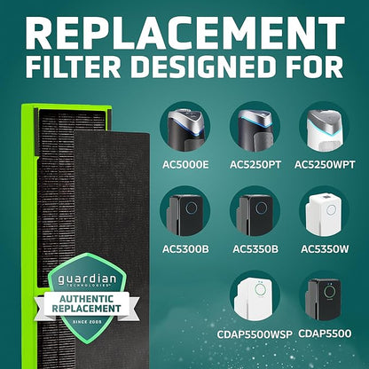 GermGuardian Filter C Toxin Clear HEPA Genuine Replacement Filter, Removes 99.97% of Pollutants, Common VOCs, Household Toxins, for AC5000, AC5250, AC5300, AC5350, CDAP5500, Black/Green, FLT5000VO